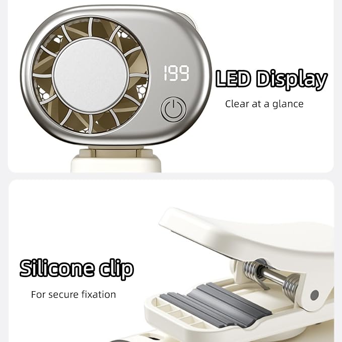 Car Clip On Air Conditioner Fan with LED Display, 2026 New Portable Air Conditioners for Car, 360° Rotation Adjustable Mini Cooling System, Hands-Free Clip on fan for Auto Vehicle - Image 3