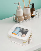 Mini Makeup Bag,Clear Makeup Bag Cute Travel Makeup Case Pouch Purse Essentials Car Accesories for Women,Travel Essentials Organizers (Off White, Mini-Chic) - Image 5
