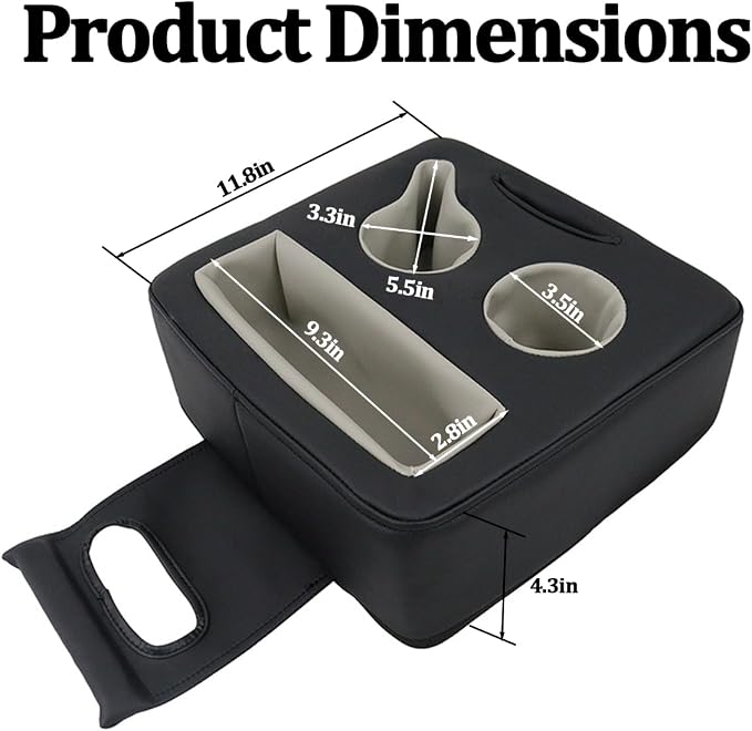 Car Back Seat Cup Holder, Leather Non-Slip Vehicle Rear Seat Drinks Tray Storage Organizer, Automotive Backseat Cup Holder Tray Expander, Universal for SUV Automobile Truck - Image 2