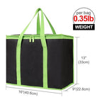 Bodaon 2-Pack Insulated Reusable Grocery Shopping Bags, X-Large Black-Green | Cooler Bag Top Cold/Warmer, Heavy Duty Insulated Pizza/Food Delivery Bag, For Commercial Catering Rideshare Driver, Picnic - Image 2