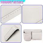 Car Side Door Organizer, Leather Auto Back Seat Storage Pouch with Cup Holder, Car Console Side Trash Can, Universal Vehicle Interior Organizer Pocket for Phone, Coin, Sunglasses (White) - Image 5