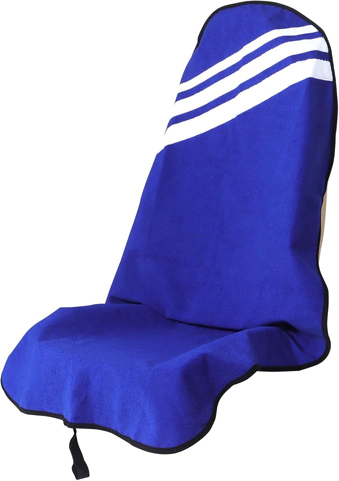 Sweat Towel Car Seat Cover Protector Front Seats for Gym Workout, Running, Swimming, Beach and Hiking, Waterproof Universal Seat Cover for Car, Trucks, Van & SUV (1, Blue White Stripe, Front) by Unknown