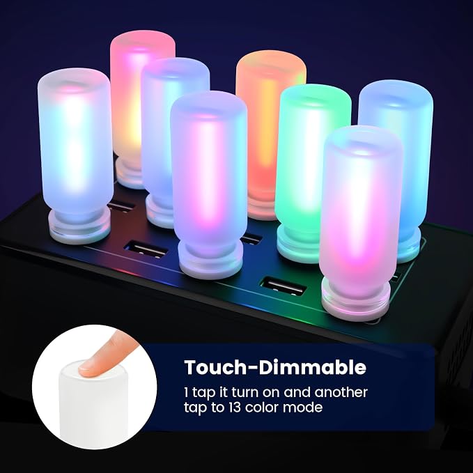 2 PCS USB Interior Car Lights, Touch Control 7 Color 13 Modes Plug-in Retro LED Ambient Dynamic Night Lights for Car Camping Holiday Decoration Bedroom (Multicolor) - Image 5
