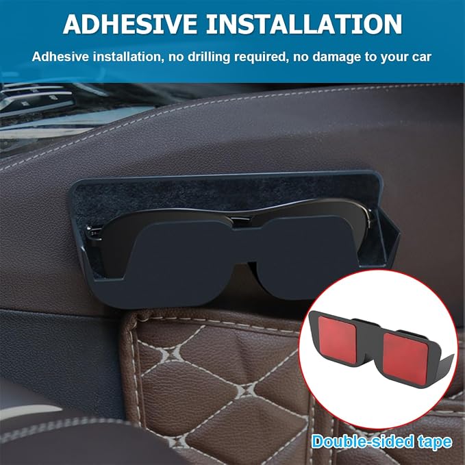 Bittwee Sunglasses Holder for Car Dashboard, Vehicle Eyeglasses Storage Case with Semi-Open Design, Self Adhesive Auto Interior Glasses Organizer Box, Universal for SUV, Truck, RV（Black） - Image 5