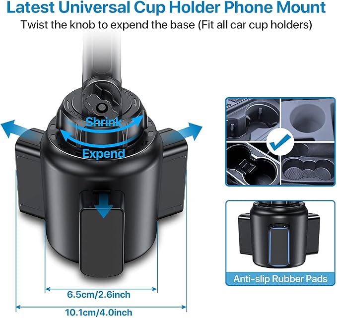 miracase Universal Cup Phone Holder for Car, [Upgraded Version] Adjustable Long Neck Car Cup Holder Phone Mount Cradle Friendly Compatible with iPhone Samsung Google and All Smartphones, Crystal Pink - Image 3