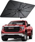 Windshield Sun Shade for GMC Sierra 1500/2500/3500 2000–2026, Foldable Umbrella Sunshade with 100% UV Block, Multi-Layer Heat Insulation, Reinforced 10-Rib Frame, Keeps Car Cooler by Amadaw