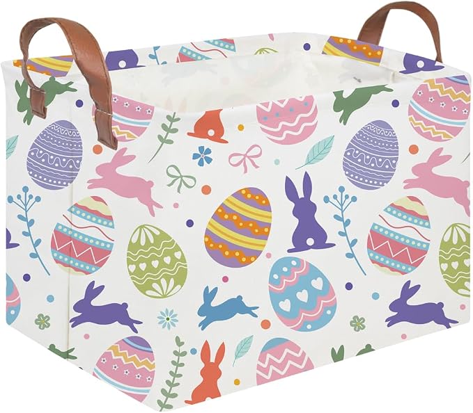 FXOLCSHE Rectangular Easter basketCollapsible waterproof storage box,Home Decor,Gift Baskets(Cute egg) by FXOCSHE