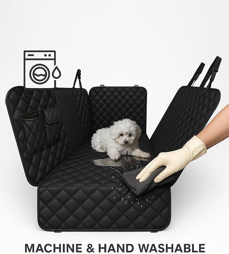 fidozen Dog Car Seat Cover, Waterproof Pet Hammock, Extra Large, Black, SUV | Waterproof breathable hammock protects seats from dirt and scratches; machine washable with storage pocket & extra-large fit. - Image 2
