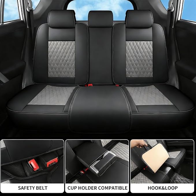 Car Seat Covers Full Set Custom Fit For Lexus ES330 2004-2006, Black&Gray | Lumbar Support, Premium Faux Leather, Breathable, Anti-Slip, Airbag Compatible, Waterproof, Car Seat Protectors, 2 Row-5Seat - Image 3