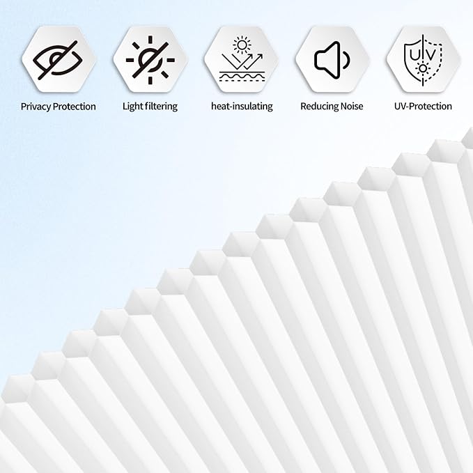Myshade Arch Window Shades Half Circle Light Filtering Cellular Shades Cordless No Drill Blinds for Windows Half Moon Honeycomb Fabric No Tools Shades Easy Install (2PCS White 72" W X 36" H) - Image 6