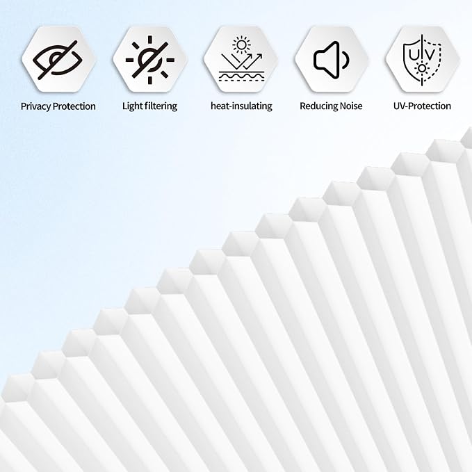 Myshade Arch Window Shades Half Circle Light Filtering Cellular Shades Cordless No Drill Blinds for Windows Half Moon Honeycomb Fabric No Tools Shades Easy Install (1PCS White 72" W X 36" H) - Image 6