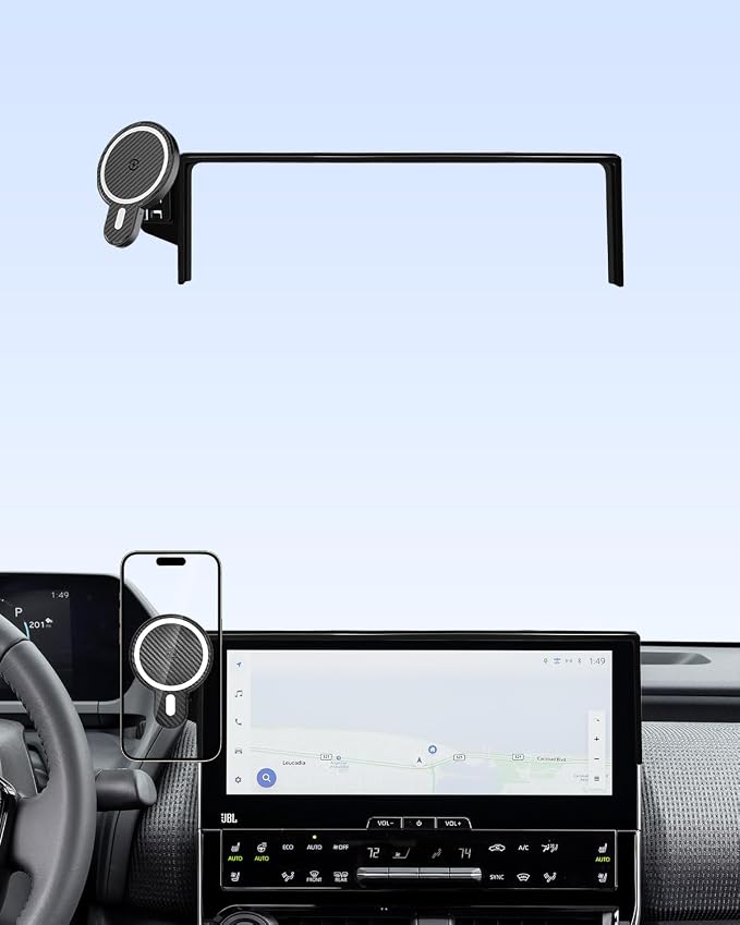 PZK Car Phone Holder for 2023-2026 Toyota BZ4X/ Subaru Solterra Accessories | Fit 8/12.3-Inch Screen Magnetic 15W Fast Wireless Charger Phone Mount with Magsafe 360° Rotation Not Affect Vent Phone Stand by SpecificCarPhoneHolder