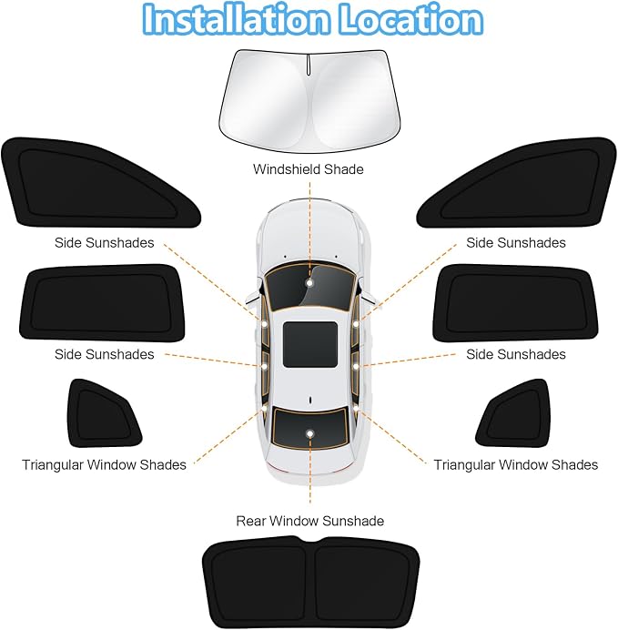 KUST Car Window Shades for Volkswagen Tiguan 2018 2019 2020 2021 2022 2023 Windshield Sun Shade Side Window Cover UV Block Privacy Protection Accessories for Camping Blackout Rear Back Full Set 8PCS - Image 8