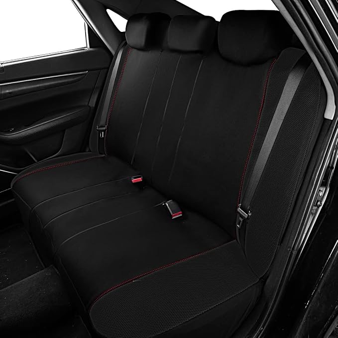Flying Banner Butterfly car seat Covers ful Set Fashion Universal Lady Woman Female Rear Bench Split Colorized (Full Set, Red Black) - Image 8