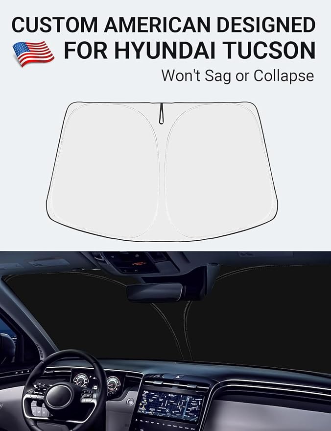 Proadsy Custom Fit Car Windshield Sun Shade for 2016-2021 Hyundai Tucson | 240T Heat Shield, Drops Temp 54°F, Blocks 99% UV, Prevents Dashboard Cracking, Summer Parking & Beach Trips, Easy Twist-Fold - Image 2