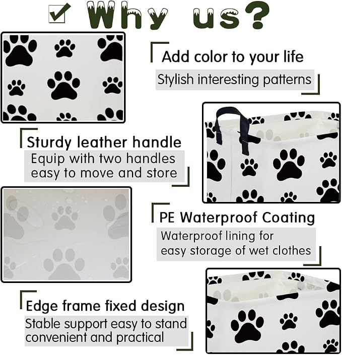 Rectangular Dog Basket,Nursery Hamper,Collapsible canvas kids toy storage box,Kids room storage basket,Gift Basket(Dogs) - Image 6