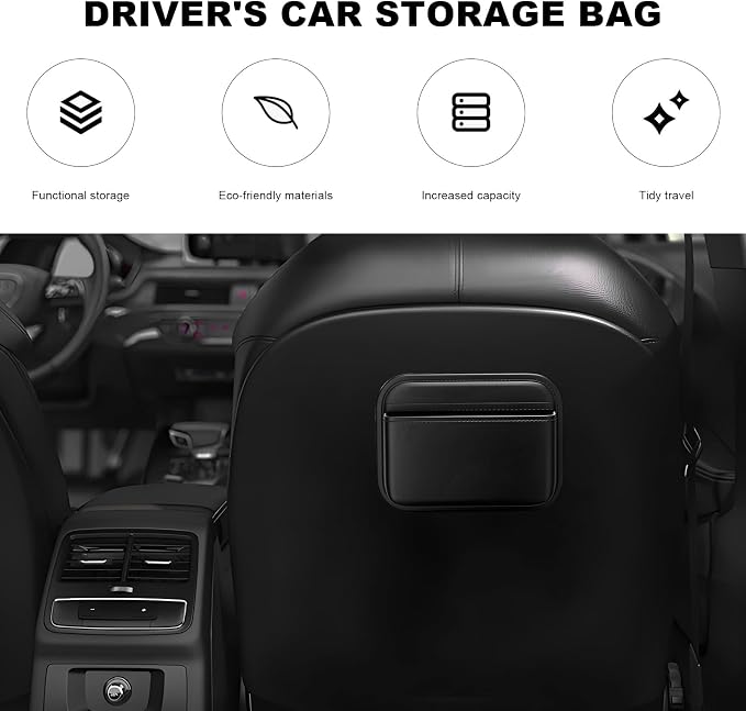 Car Seat Side Pocket Organizer, Mini Leather Auto Door Storage Bag Console Side Organizer, Multifunctional Seat Gap Pocket Storage Pouch for Phone Pen Key Sunglass (Black) - Image 3