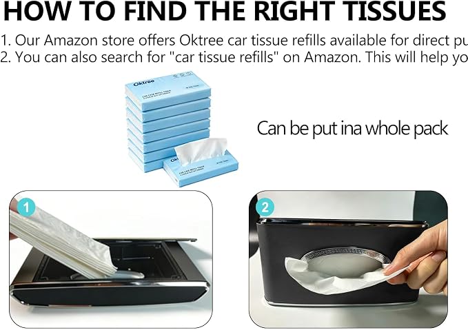 Faux Leather Car Tissue Box for Car Interior, Multi-Function Tissue Holder with Visor Clip, Armrest & Back Seat Napkin Organizer, Vehicle Tissue Dispenser Accessories (Black Hanging) - Image 5