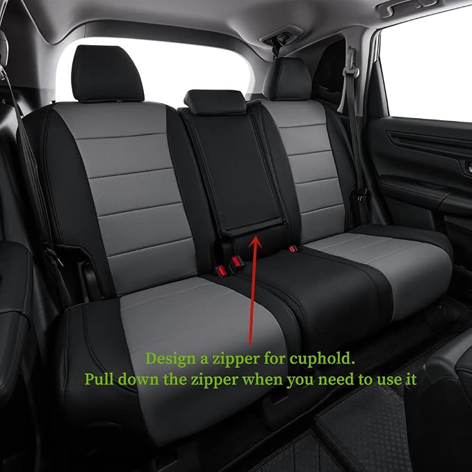coverdream Custom Seat Covers for 2015-2016 Honda CR-V,Premium Faux Leather Car Seat Cover Set,Full Set Waterproof SUV Seat Protector,Armrest Covers Included (Black/Gray) - Image 5