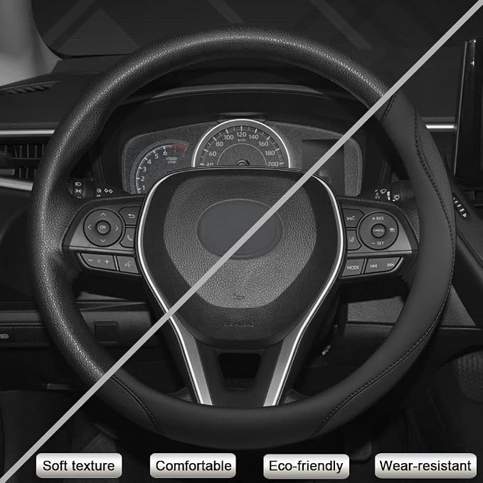 West Llama Customized Auto Car Steering Wheel Cover for Toyota Tundra Tacoma 4runner 15-15.5inches (Black-Large Size) - Image 5