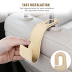 2-Pack Car Headrest Hooks, 1.1-Inch Wide Purse Hangers, Beige | Microfiber leather hooks with built-in metal cores keep purses, groceries and backpacks organized and within reach - Image 4