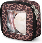 DOB SECHS Mini Leopard Makeup Bag for Purse 5.1'' x 5.1'' Small Makeup Bag for Car Cute Clear Cosmetic Bags with Zipper, Tiny Toiletry Bag Lipstick Organizer Pouch Case Travel Essentials Storage Pouch by DOBSECHS