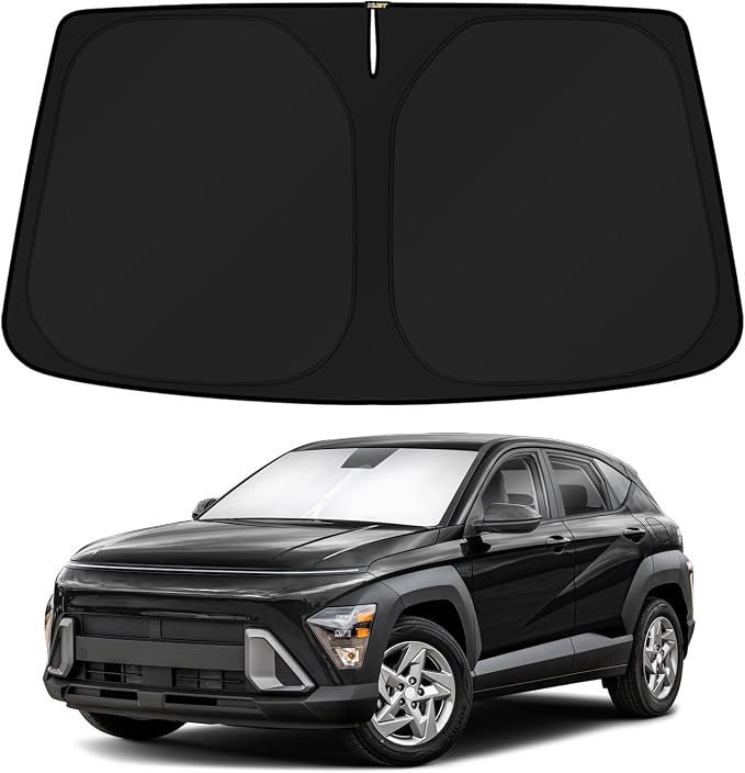 KUST Windshield Sun Shade for 2024 2025 2026 Hyundai Kona Accessories Custom Fit Sunshade Sun Protector Foldable Blocks UV Rays Keep Cars Cooler by KUST