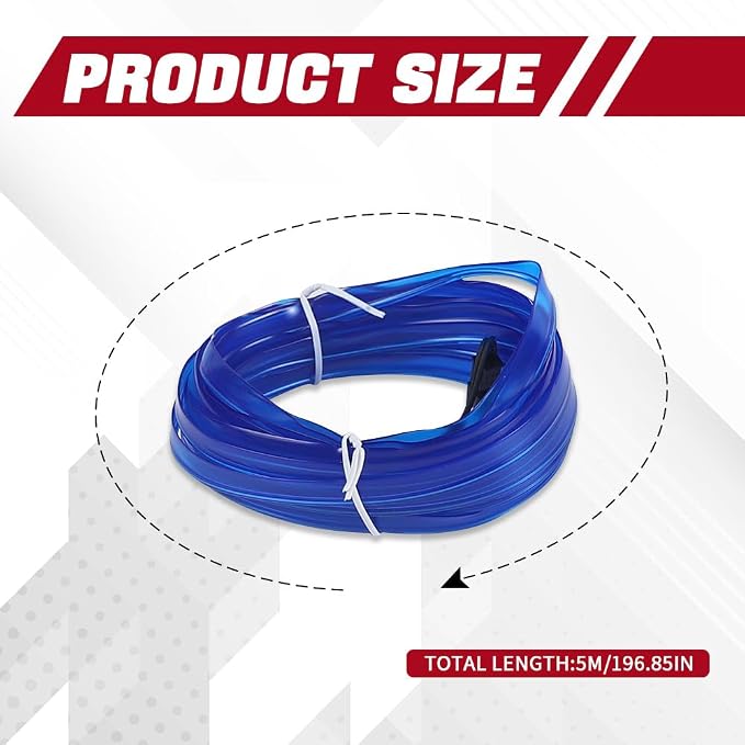 EL Wire Interior Car LED Strip Lights, 16.4FT RGB Cigarette Lighter Neon Automotive Light Strip, Electroluminescent Vehicle Ambient Lighting Kit, Interior Decoration Car Accessories (Blue) - Image 2