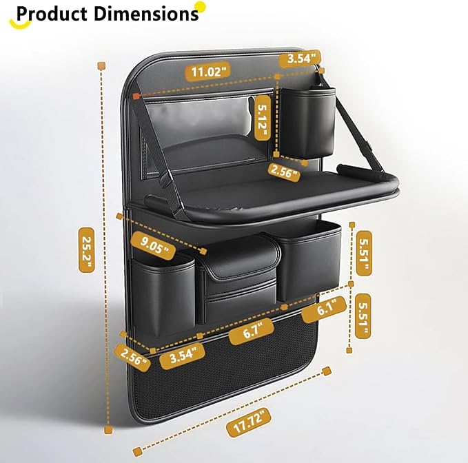 Tumecos Car Backseat Storage Bag with Foldable Table Tray,Large Capacity Seat Back Organizer,Car Kick Mat with Touch Screen Phone Holder,Multifunctional Backseat Protector Cover Pad (Style B) - Image 6