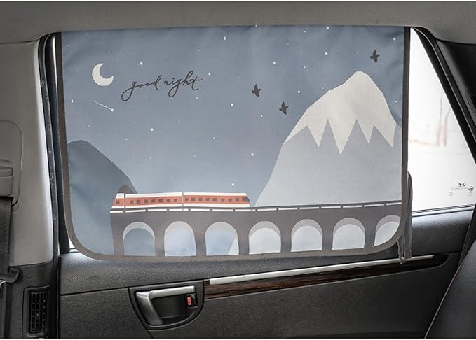 Magnetic Car Sun Shade Curtain for Side Window – Sun Blocker and UV Protector for Baby, Kids, and Pets – Universal Fit with Built-in Magnets for Steel-Framed Door (Bebe Train) - Image 4