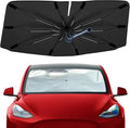 Windshield Sun Shade Umbrella for Tesla Model Y 2020-2025 Juniper 2026 | Foldable Car Sunshade, 360 Rotation Automotive UV Protection for Outdoor Parking, Keep Car Cool by Bocvam