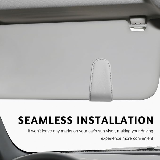 Magnetic Sunglass Holder for Car Visor, Leather Vehicle Sunglass Hanger Clamp Card Holder with Magnet, Universal Eyeglass Clamp Visor Ticket Organizer for Cars Trucks SUVs (Gray) - Image 6