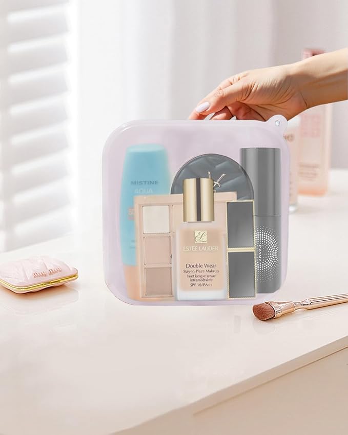 Small Clear Silicone Pouch, Mini Makeup Travel Bag Cute Make up Pouch for Purse Portable Cosmetic Case Clear Toiletry Bag for Women Coin Purse Compact Car Bag for Essentials - Image 6