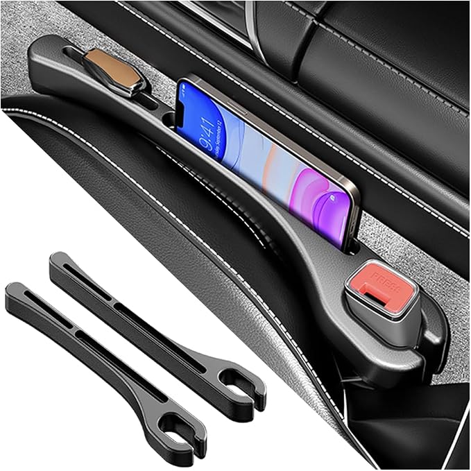 Stacool [2026 Upgrade] 2PCS Car Seat Gap Filler with Phone Holder,Multi-Function Car Side Seat Gap Filler for Prevent Items Falling,Universal Car Seat Organizer Car Accessories Interior (Black) by Unknown