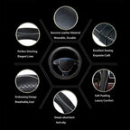 Car Steering Wheel Cover, Anti-Slip, Safety, Soft, Breathable, Heavy Duty, Thick, Full Surround, Sports Style (Black with White Line) - Image 2