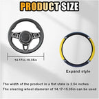JOYCOURT 15 Inch Bling Soft Leather Car Steering Wheel Cover, Yellow | Colorful Rhinestones Design, Auto Elastic Protector for Women Girls, Crystal Diamond Car Accessories for Most Cars, SUVs - Image 2