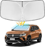 Windshield Sun Shade for Volkswagen VW Taos 2022-2025 2026 4 Layers | Front Windows Shade Cover Custom Fit VW Taos Sun Visor 250T Retractable Shade Blocks UV Rays Car Accessories by ZOIBVCARSUNSHADE