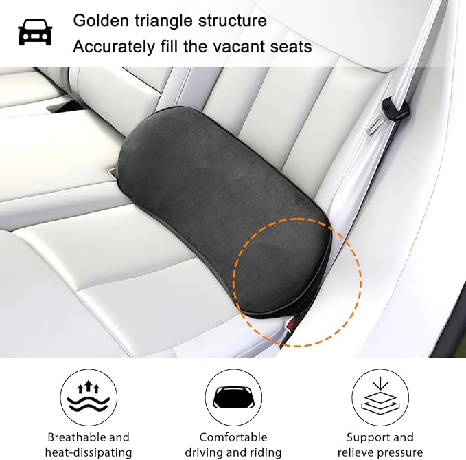 Zpana Car Lumbar Support Pillow, Memory Foam Back Cushion, Black | Memory Foam Lumbar Support Pillow, Lower Back Pain Relief & Sciatica, Comfortable Driver Seat Pad, Universal Seat Cushion - Image 3