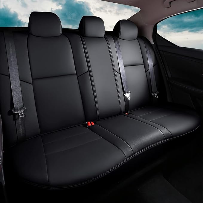 Seat Covers for Nissan Sentra: 2020 2021 2022 2023 2024 2025 S SV | Custom Fit Full Set Leather Cushion Car Seats Cover Black - Image 2