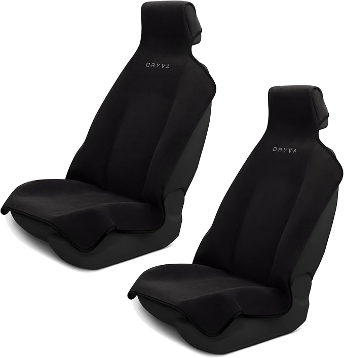 DryvaSeat - Premium Microfiber Towel Car Seat Cover - Waterproof & Sweatproof - Universal Fit, Machine Washable, Non-Slip - Seat Protector for Car, Truck, SUV, Van (Shadow Black, 2 Pack) by Dryva