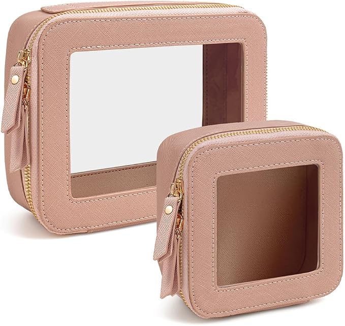 Travel Clear Makeup Bag Set, TSA Approved Cosmetic Bag Case with Zipper Portable Makeup Pouch Toiletry Bag Traveling Cosmetic Organizer Storage Bag Car Organizer Car Essentials by FFpaw