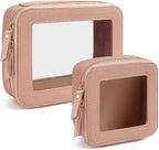 Travel Clear Makeup Bag Set, TSA Approved Cosmetic Bag Case with Zipper Portable Makeup Pouch Toiletry Bag Traveling Cosmetic Organizer Storage Bag Car Organizer Car Essentials by FFpaw