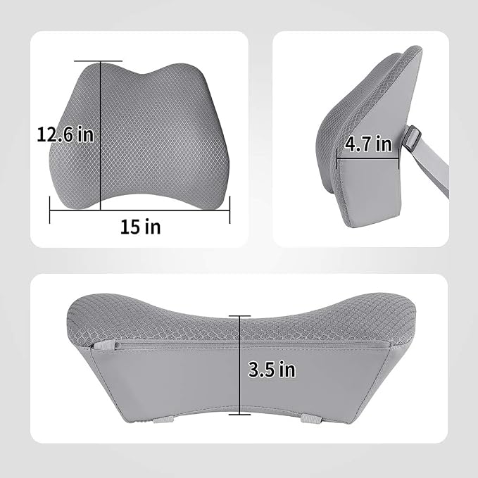 Memory Foam Lumbar Support Pillow for Car - Back Support for Car Seat (Gray) - Image 8