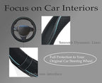 Car Steering Wheel Cover,Anti-Slip, Safety, Soft, Breathable,Heavy Duty, Thick,Full Surround,Sports Style (Black with Light Blue Line) - Image 3