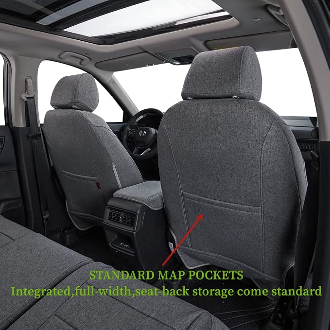coverdream Car Seat Covers for 2024-2026 Hyundai Santa Fe,7 Seats Full Set | For 2024-2026 SE, SEL, XRT& Hybrid SEL, 2nd-Row 40/60 Split Seats W/Armrest, Polyester (Gray) - Image 5
