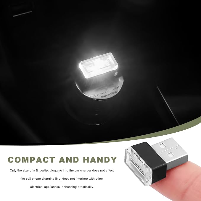 4 PCS USB LED Car Interior Atmosphere Lamp, Mini Night Light Plug-In Trunk Ambient Lighting Kit, Portable USB Interface LED Lamp Interior Decoration for Vehicle Home Office (White+Ice Blue) - Image 4