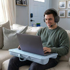 LAPGEAR The Original Lap Desk – Sky Blue, Fits 17" Laptops | Microbead Cushion, Device Ledge, Built-In Pencil Tray, Carry Handle - Image 6