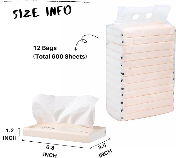 Car Tissue Refills 600 Sheets Facial Tissues Refills for Car Visor Tissue Holder, Travel Tissue Tubes Box Container Perfect Fit Car Cup Holders - Image 2