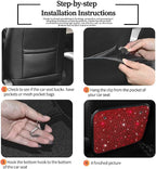 Sparkling Diamond Auto Kick Mats Back Seat Protector Cute Kick Mats Protect from Dirt Mud Seat Back Protector with Bling Crystal Rhinestone Car Interior Decor Accessories Red 2Pcs - Image 6