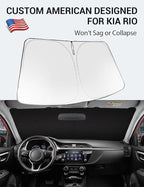 Proadsy Custom Fit 2018-2023 Kia Rio Windshield Sun Shade, Blocks Heat | 240T Heat Shield, Drops Temp 54°F, Blocks 99% UV, Prevents Dashboard Cracking, Summer Parking & Beach Trips, Easy Twist-Fold - Image 2